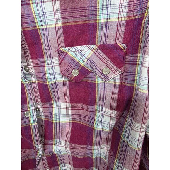 Wrangler Western Shirt Womens Pearl Snap Plaid Wrancher Size M Red - Picture 6 of 9